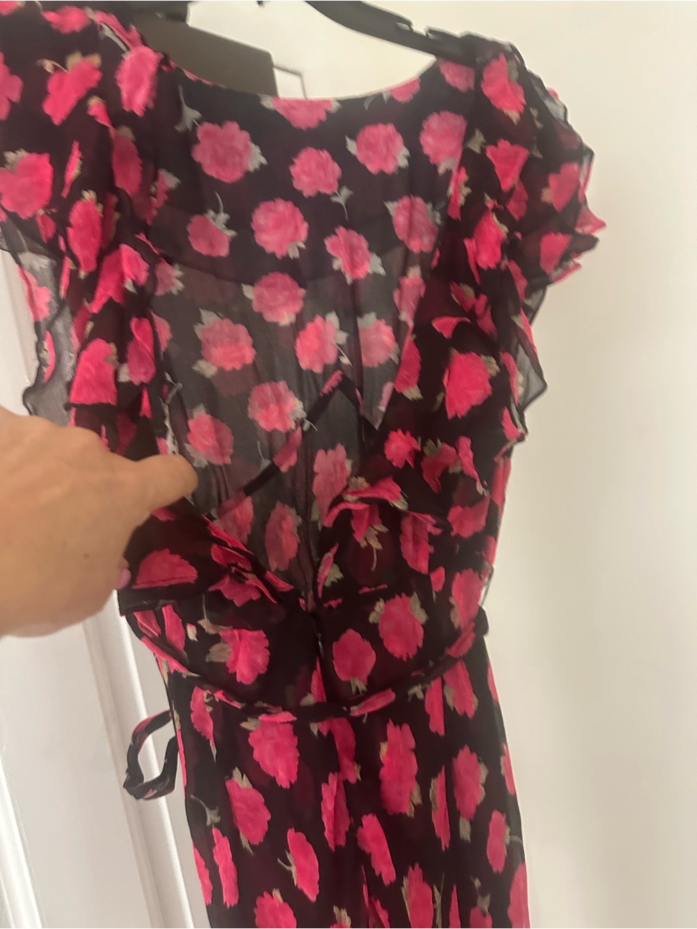 RIXO Black Maxi Dress with Fuchsia Floral Print - Picture 3 of 5